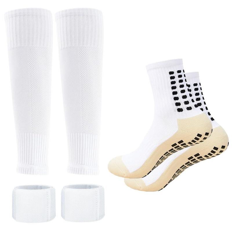 Men's Socks Soccer，Outdoor Sports Socks Set, 6 Counts set Non-slip Sports Socks & Sock Cover & Bandage & Mini Leg Guards, Ankle Socks Compression Socks Shin Guards Professional Football, 2024 Football Equipment Equipment Set