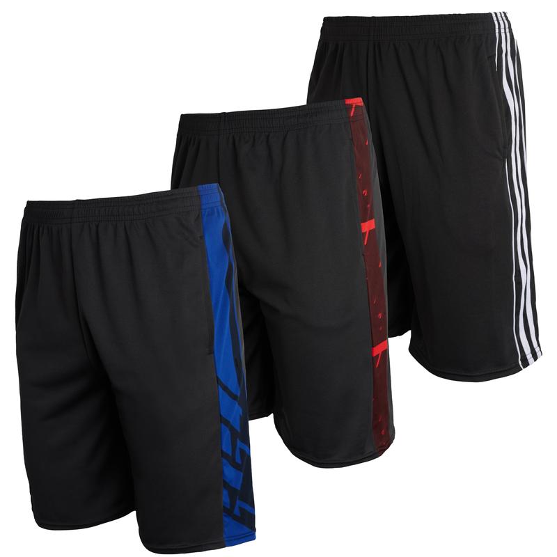 Real Essentials 3 Pack: Men's Mesh Athletic Performance Gym Shorts with Pockets (S-3X)