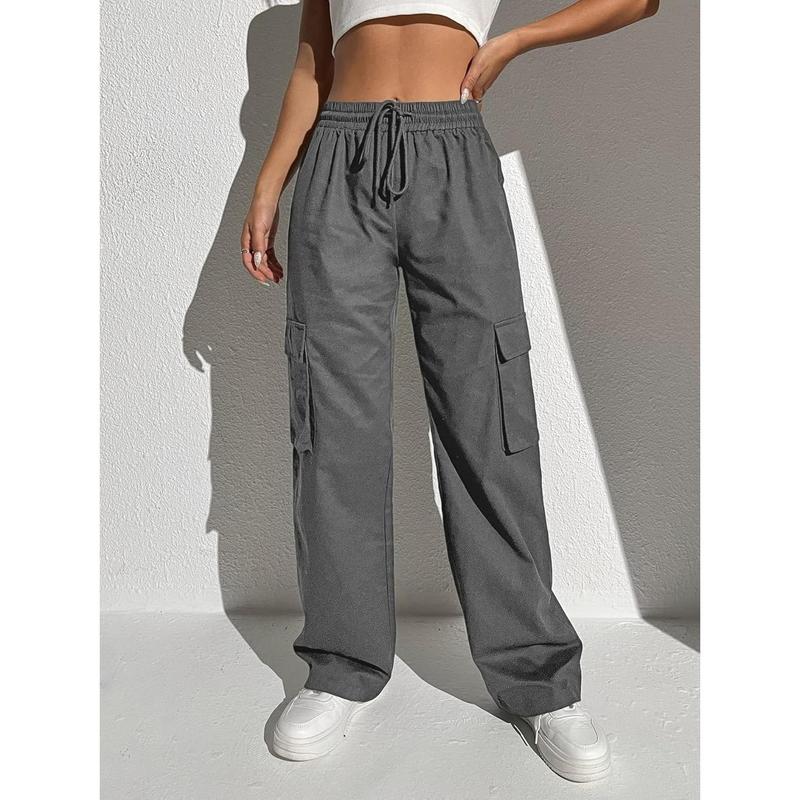 High Waisted Cargo Pants Jogger Y2K Pants Drawstring Elastic Sweatpants with Pocket