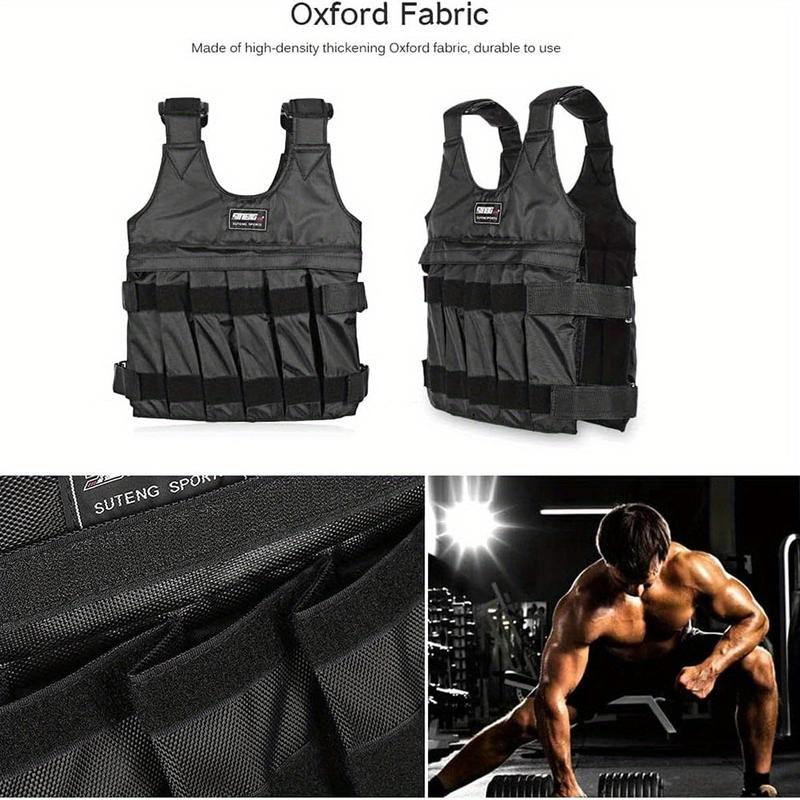 Fitness Weighted Vest, Sports Training Workout Black Adjustable Weight Sports Vest Men Women Boxing Jacket Bearing Force 50kg 110lb, without Weight