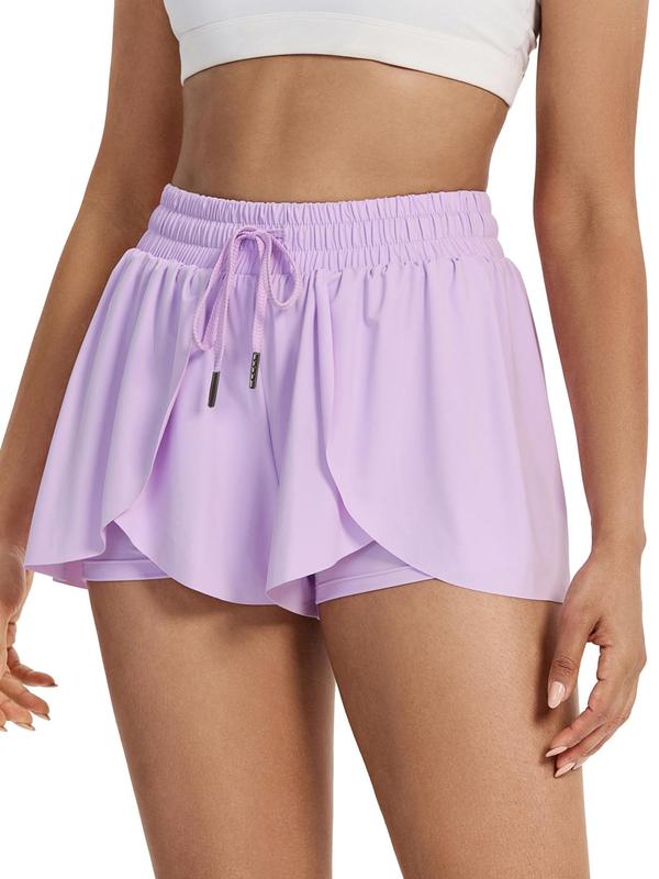 Women's 2 in 1 Drawstring Pocket Sports Tennis Shorts, Casual Elastic Waist Sports Shorts for Workout Running Gym, Fall Clothes, Gym Shorts, Gym Clothes, Ladies Pickleball Sportswear