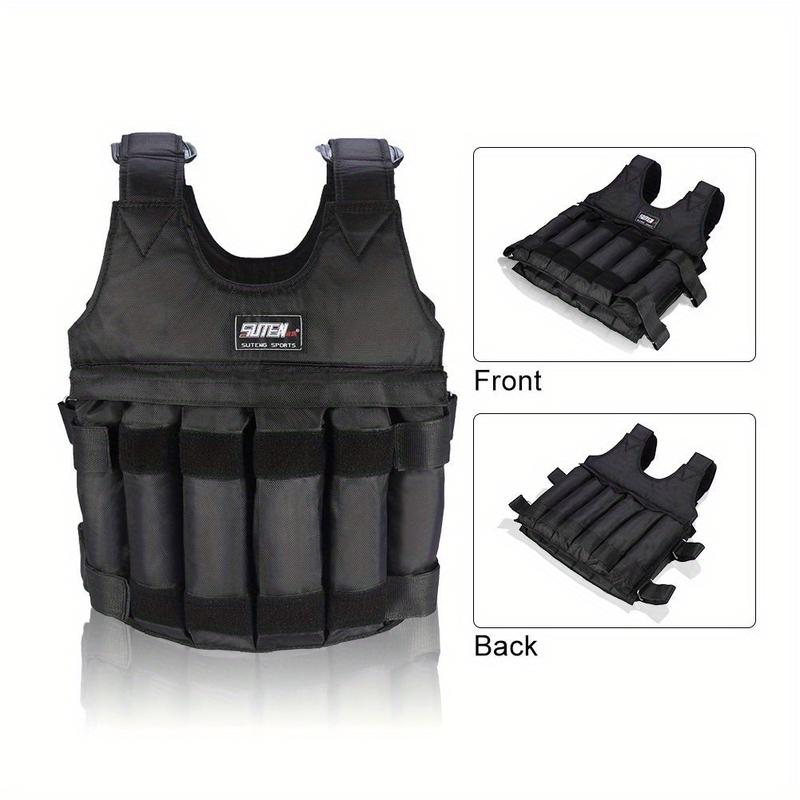 Fitness Weighted Vest, Sports Training Workout Black Adjustable Weight Sports Vest Men Women Boxing Jacket Bearing Force 50kg 110lb, without Weight