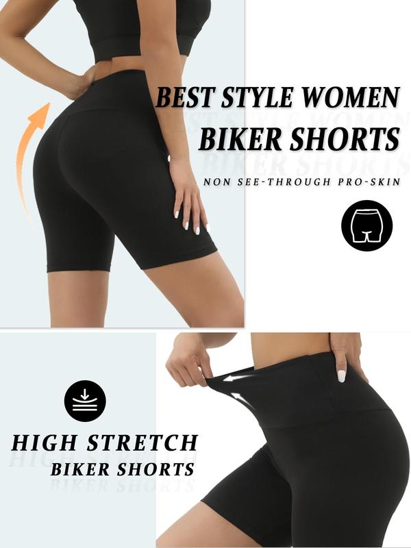 Women's Solid High Waisted Biker Shorts, Casual Comfy Breathable High Stretch  Shorts for Workout Running Yoga, Ladies Summer Bottoms