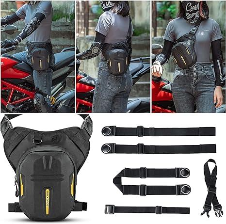 ROCKBROS Hard Shell Drop Leg Bag Motorcycle Waist Pack Magnetic Motorcycle Tank Bag Thigh Bags for Men Women Muti-functions for Cycling Hiking Running Camping Travel 10L Black