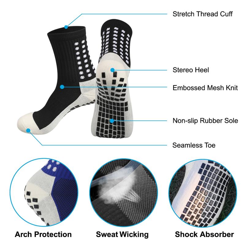 3pairs Men's Soccer Socks, Anti-Slip Sports Socks, Rubber Grip Athletic Socks for Football, Basketball, Running