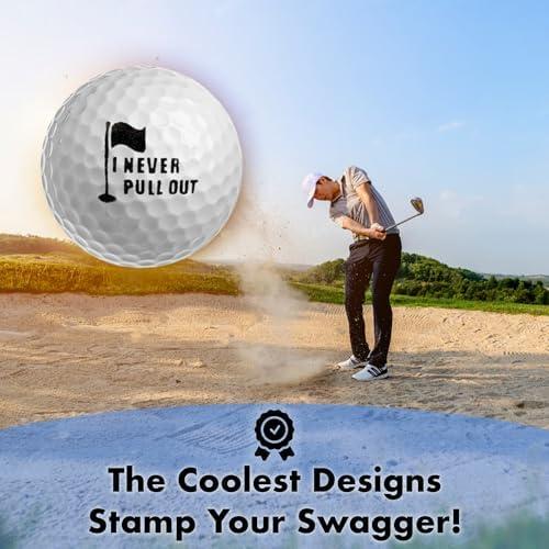 Ball Badge - Golf Ball Stamp, Self-Inking Golf Ball Stamper, Golf Ball Marker, Reusable Golf Ball Marking Tool to Identify Golf Balls - (The Dirty Series) (I Never Pull Out)