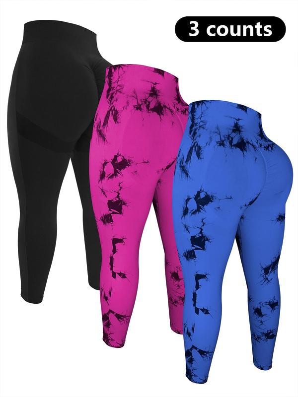  Tie Dye Print High Waist Sports Leggings, Sporty Comfy Breathable Skinny Pants for Yoga Gym Workout, Women's Sport & Outdoor Clothing for All Seasons