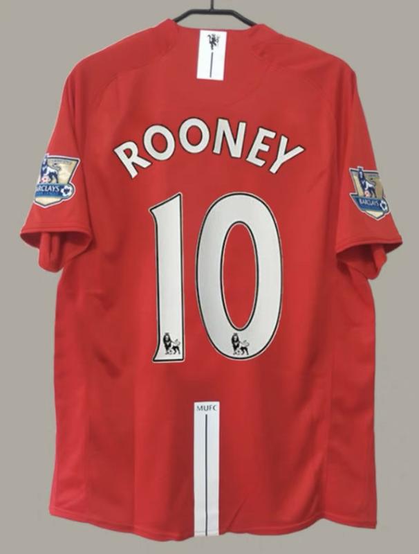 0708 Red Devils jersey, Champions League version, home 7 Cristiano Ronaldo short sleeved retro football jersey, customized for Rooney Giggs team uniform