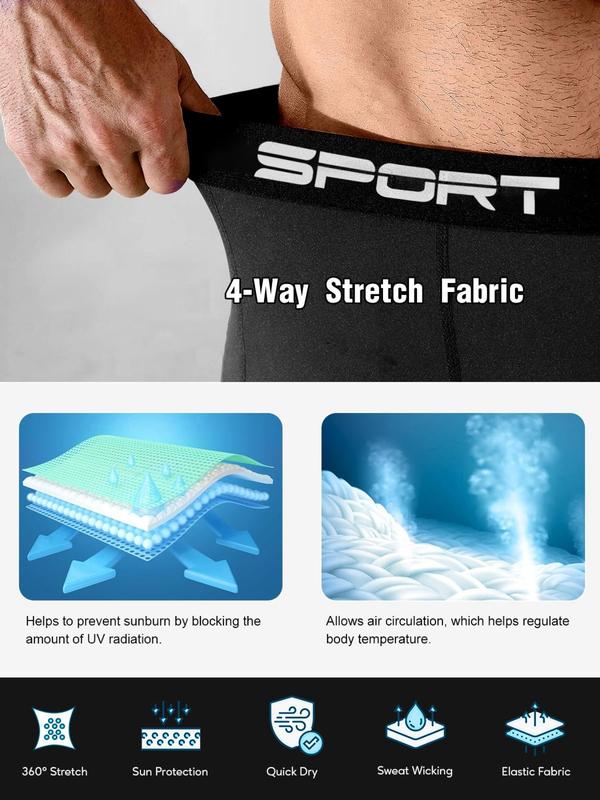 Men's Letter Tape Pocket Sports Shorts, Quick Drying Breathable Compression Shorts, Sports Bottoms for Gym Workout Running Cycling