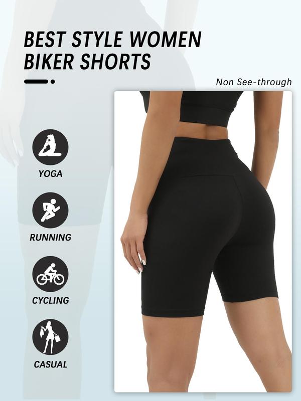 Women's Solid High Waisted Biker Shorts, Casual Comfy Breathable High Stretch  Shorts for Workout Running Yoga, Ladies Summer Bottoms