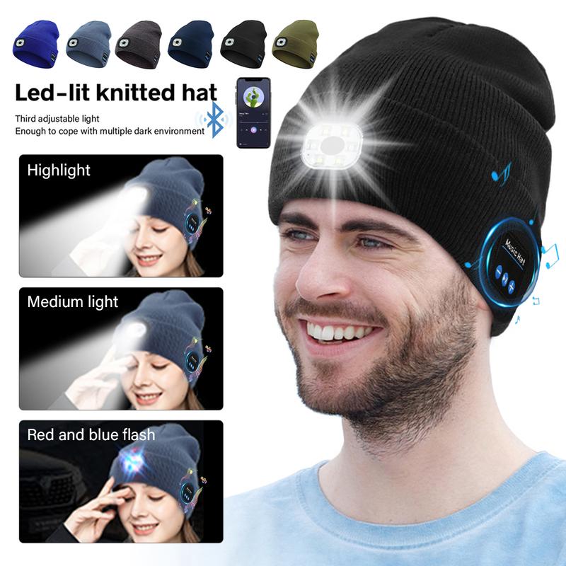 Bluetooth Music Sports Cap-Three-speed Light Source Illumination Support Night Running-Rechargeable and Water-soft Skin-friendly