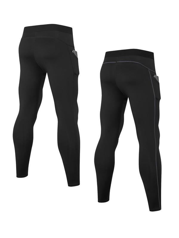 Men's Pocket Design Compression Pants, Quick Drying Breathable Tights for Men Daily Wear, Men Shapewear for All Seasons