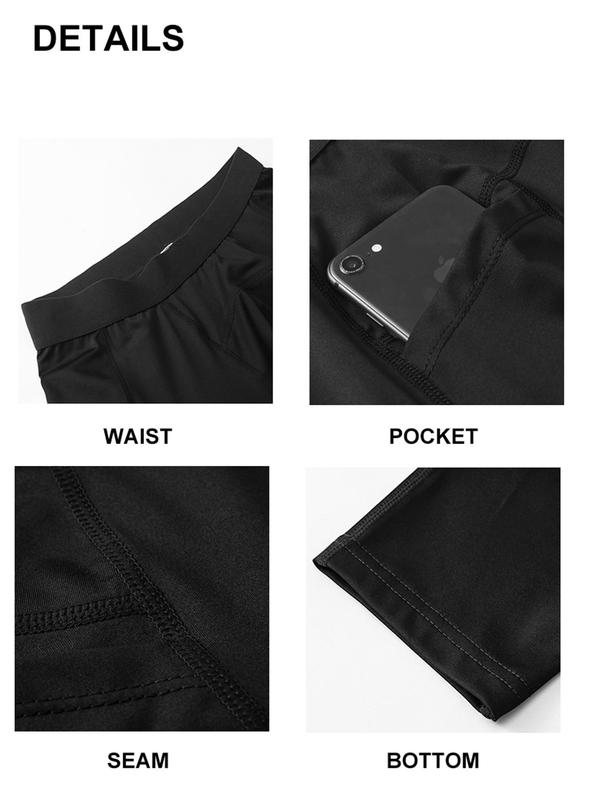 Men's Pocket Design Compression Pants, Quick Drying Breathable Tights for Men Daily Wear, Men Shapewear for All Seasons