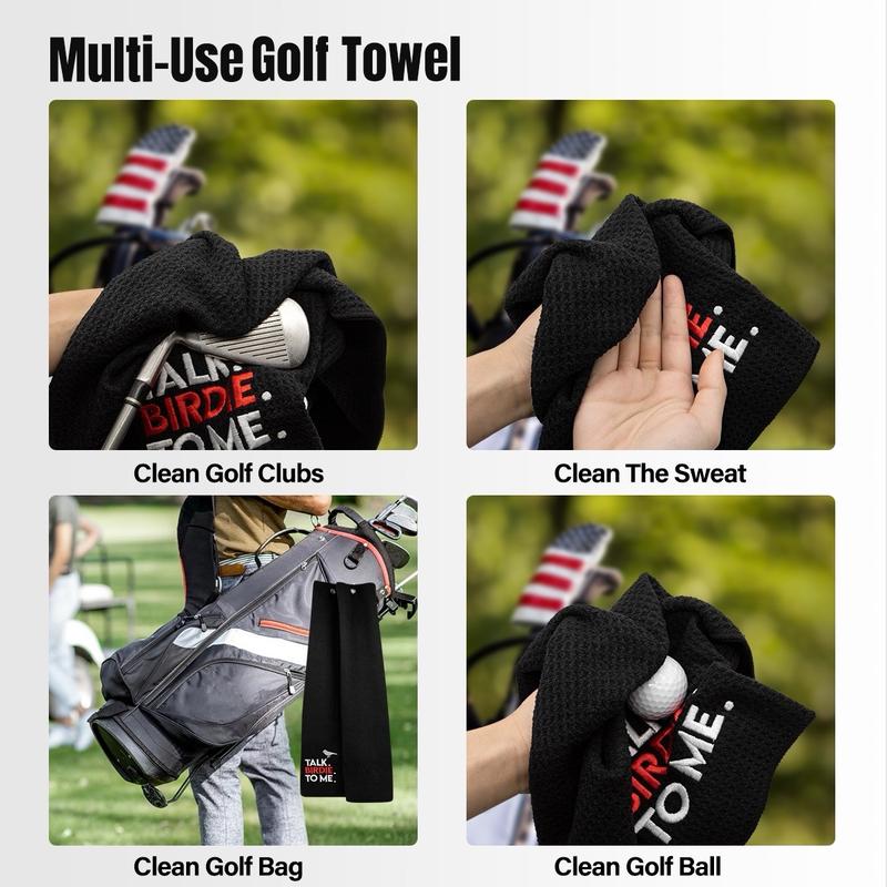 Best Dad By PAR Microfiber Golf Towel with Quick-Dry Dual-Sided Design, Portable Carabiner, Gentle Cleaning, Durable & Easy-Care golf towel golf gift