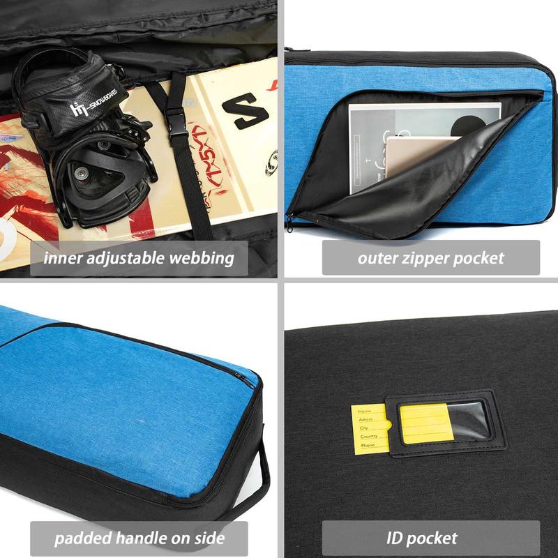 Snowboard Bag Reinforced Padded snowboard Bag,Perfect for Air Plane Travel for Snowboard, Goggles, Gloves,Ski boots,Available Length in  165cm.