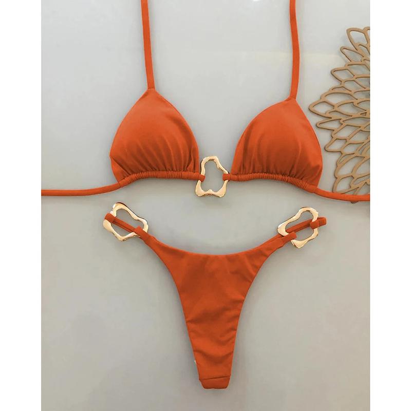 Sexy Halter Micro Bikini 2024 Women Swimsuit Solid Swimwear Thong Bikinis Set Brazilian Beach Wear Bathing Suit Biquini Female