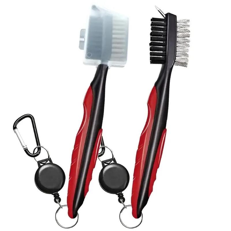 Golf Club Cleaning Brush, 1 Count Portable Golf Club Cleaning Tool with Cover & Clip, Golf Supplies