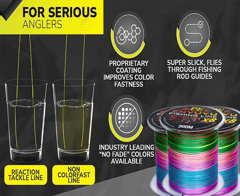 Braided Fishing Line 8X Multicolor Incredible Superline Super Tough for Saltwater or Freshwater Fishing Gift for Men