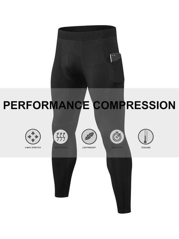 Men's Pocket Design Compression Pants, Quick Drying Breathable Tights for Men Daily Wear, Men Shapewear for All Seasons