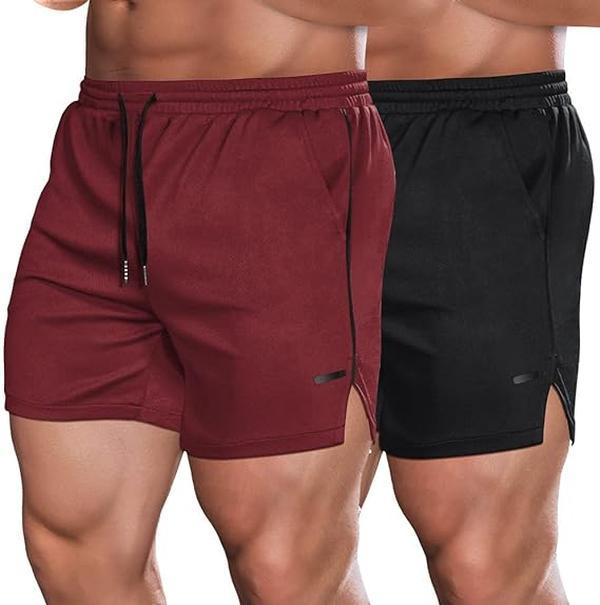 COOFANDY Men's 2 Pack Gym Workout Shorts Mesh Lightweight Bodybuilding Pants Training Running Sports Jogger with Pockets