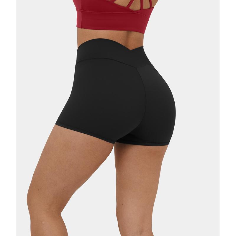 Halara Softlyzero️ High Waisted Crossover Plain Yoga Biker Shorts 3''