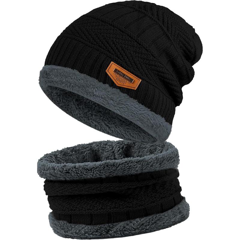 Beanie Hats for Men Women Neck Warmer Cold Weather Gear Men Gift Set for Winter Hat Neck Scarf Guys Face Mask Snow Suits