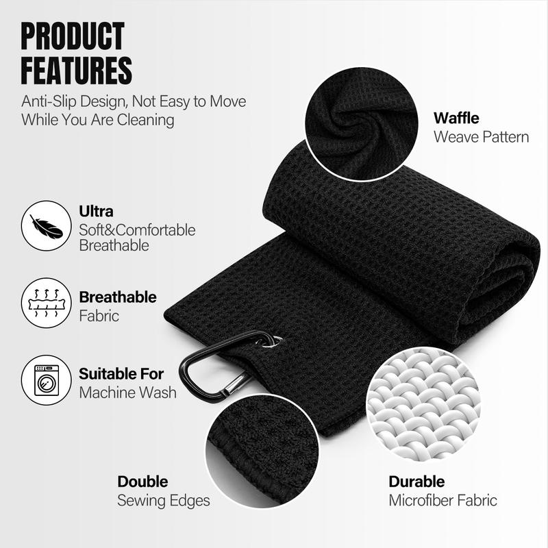 Best Dad By PAR Microfiber Golf Towel with Quick-Dry Dual-Sided Design, Portable Carabiner, Gentle Cleaning, Durable & Easy-Care golf towel golf gift