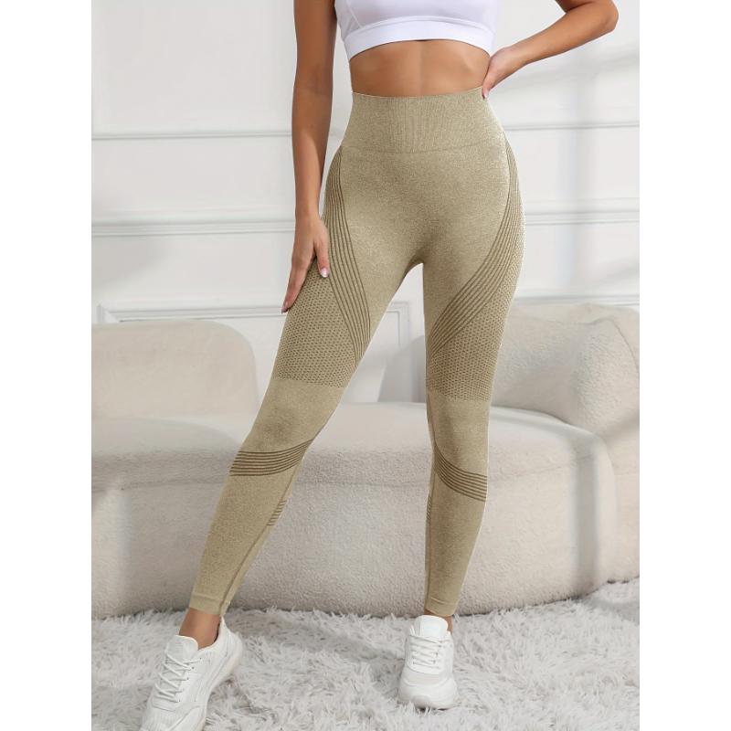 Seamless Sports Leggings For Women, High Waist Yoga Scrunch Butt Lifting Elastic Tights, Women's Activewear