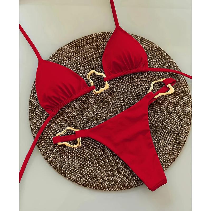 Sexy Halter Micro Bikini 2024 Women Swimsuit Solid Swimwear Thong Bikinis Set Brazilian Beach Wear Bathing Suit Biquini Female