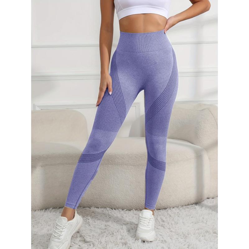 Seamless Sports Leggings For Women, High Waist Yoga Scrunch Butt Lifting Elastic Tights, Women's Activewear