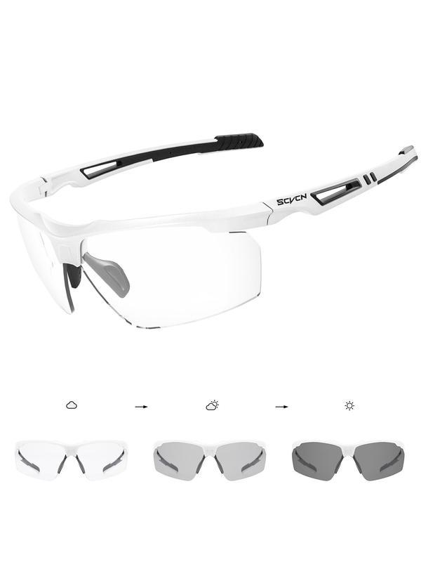 Photochromic Sleek Design Cycling Glasses, Outdoor Wind Resistance Sports Sunglasses, UV400 Adjustable Nosepad Fashion Glasses, Sports Eyewear for Men & Women