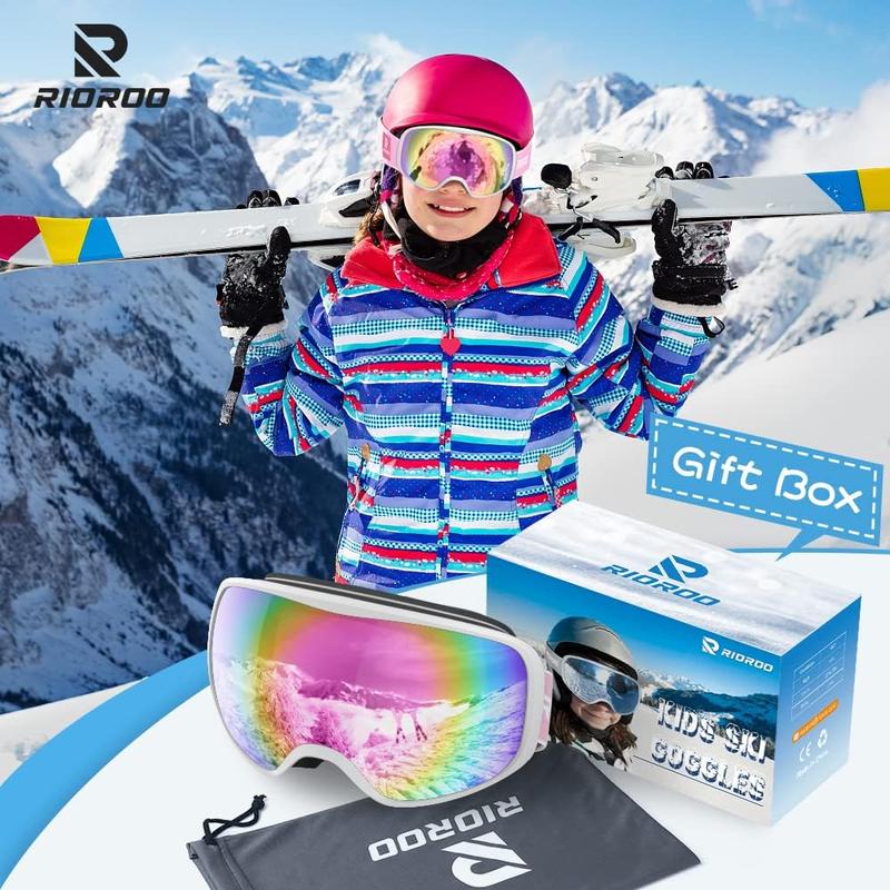 HZB Kids Ski Goggles, Toddler Ski Goggles Snowboard Goggles For Boys Girls Aged 3-14, 100% UV Protection OTG Ski Goggles