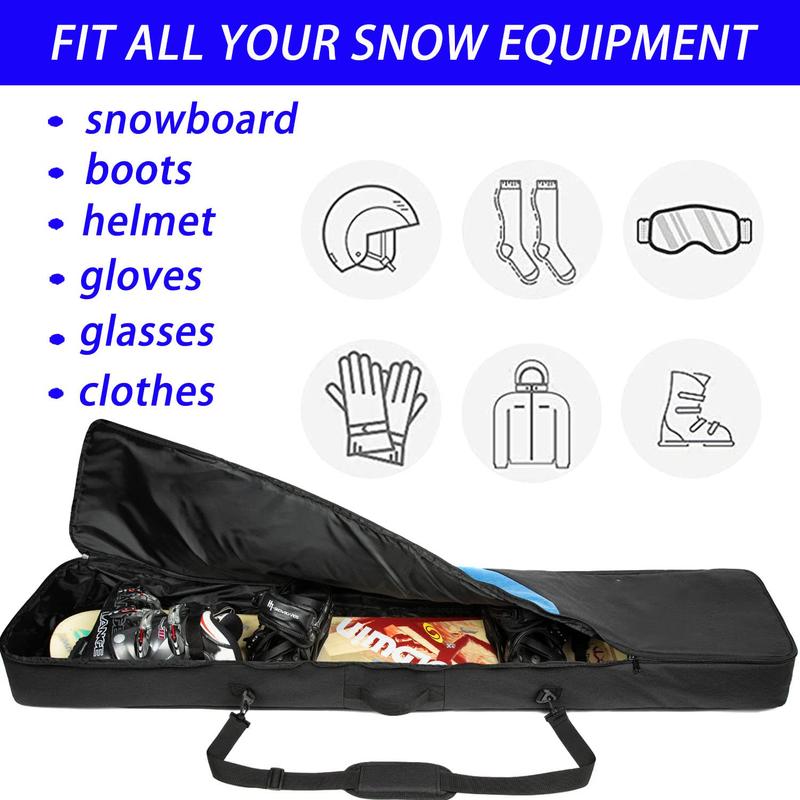 Snowboard Bag Reinforced Padded snowboard Bag,Perfect for Air Plane Travel for Snowboard, Goggles, Gloves,Ski boots,Available Length in  165cm.