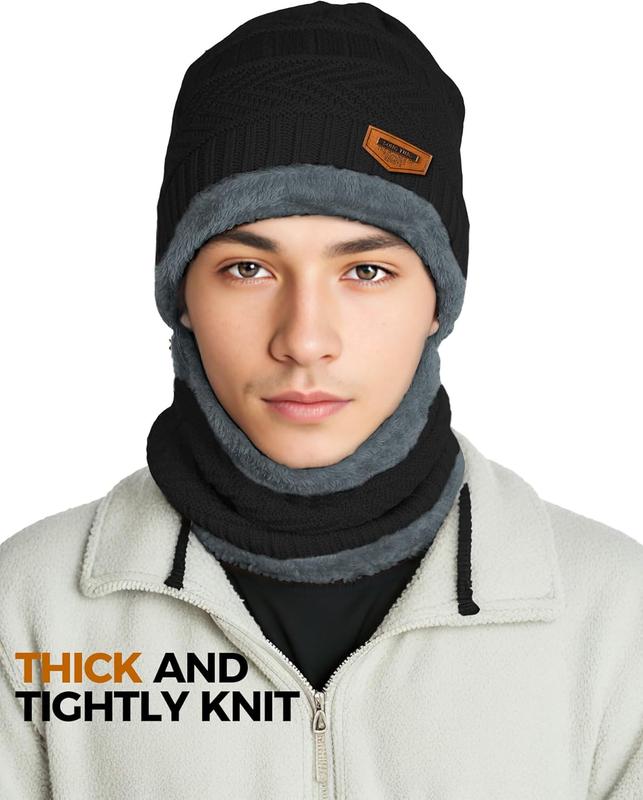 Beanie Hats for Men Women Neck Warmer Cold Weather Gear Men Gift Set for Winter Hat Neck Scarf Guys Face Mask Snow Suits