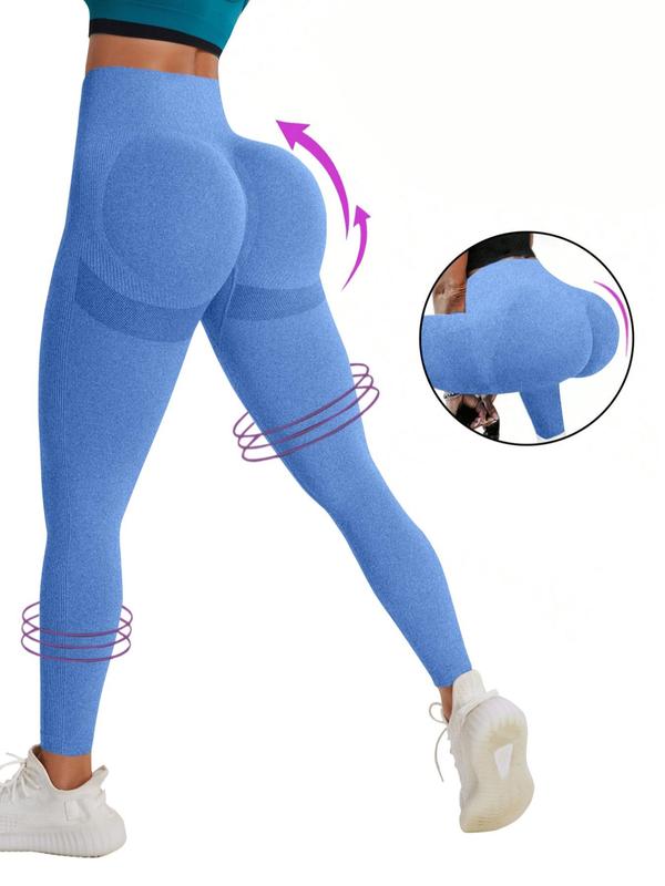 Women's Solid High Waist Sports Leggings, High Stretch Yoga Leggings, Ladies Sportswear for Indoor Outdoor Wear