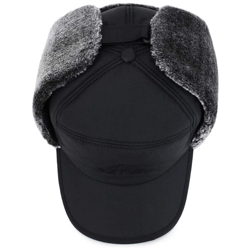 Men Winter 3 in 1 Thermal Fur Lined Trapper Hat with Ear Flap Full Face Warmer Cover Windproof Cycling Motorcycle Headwear