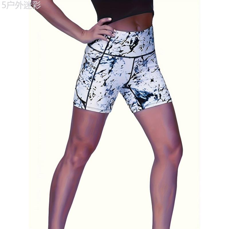 3-Pack High Waist Athletic Shorts with Quick-Dry, Tummy Control, Sculpting, Pockets, Running, Workout, Yoga, Printed Leggings - Sporty Style