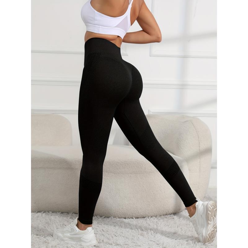 Seamless Sports Leggings For Women, High Waist Yoga Scrunch Butt Lifting Elastic Tights, Women's Activewear