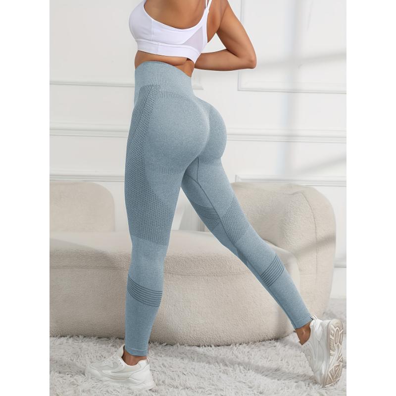 Seamless Sports Leggings For Women, High Waist Yoga Scrunch Butt Lifting Elastic Tights, Women's Activewear