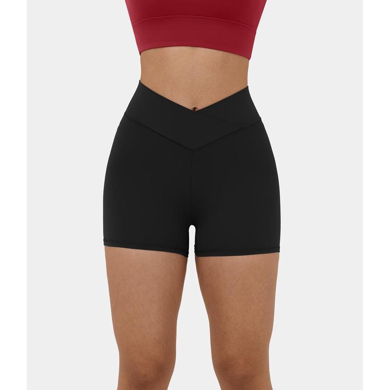 Halara Softlyzero️ High Waisted Crossover Plain Yoga Biker Shorts 3''