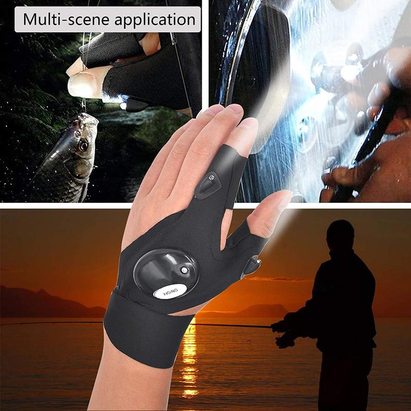 LED Flashlight Glove Gifts for Men Father Day Outdoor Fishing Gloves  with Stretchy Strap Screwdriver for Repairing Cars