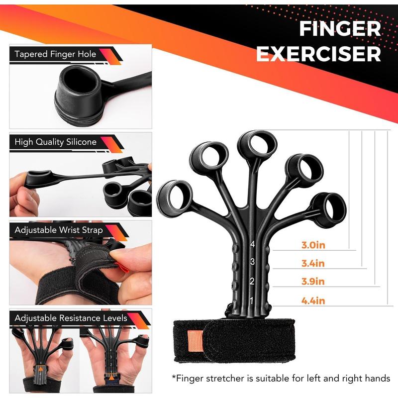 Wuvei Grip Strength Trainer Kit (5 Pack) with Hand Grip Strengthener Electronic Counting, Forearm Strengthener, Finger Exerciser, Stress Relief Ball, and Forearm Workout Ring for Hand Therapy Forearm Strength Training