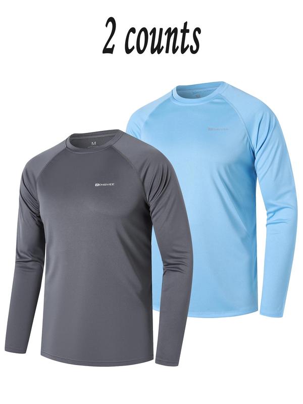 Men's Long Sleeve Sun-proof Sports Rashguards, Letter Print Breathable Quick Drying Top for Fall, Men's Clothes, Men's Back To School Sport & Outdoor Clothing, Fall Outfits, Fallfreshness Clothes