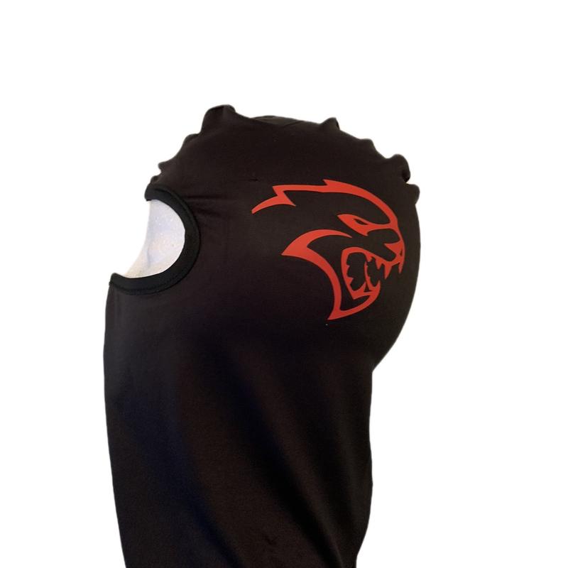 Hell Cat designed ski mask balaclava, red & black unisex