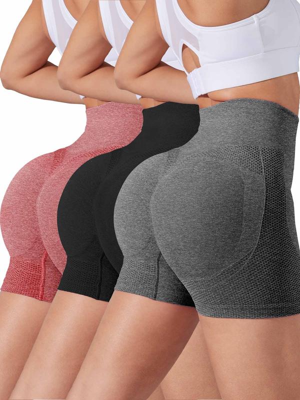 Women's Solid High Waist Sports Shorts, Breathable Comfortable Seamless High Stretch Skinny Shorts, Gym Shorts, Ladies Sportswear for Yoga Gym Workout