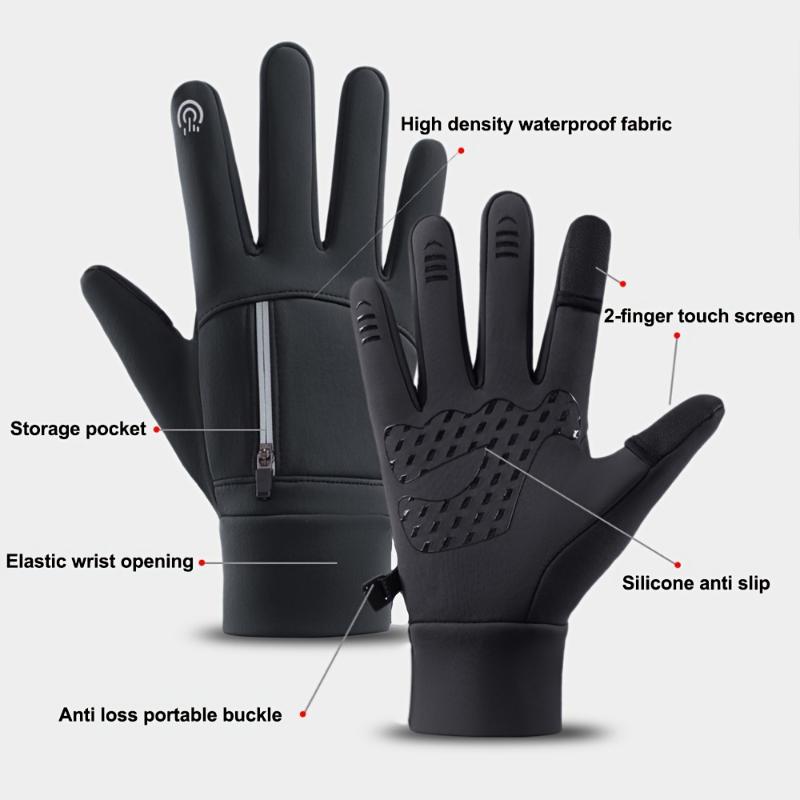 1pair Winter Windproof Waterproof Touch Screen Warm Gloves, For Outdoor Cycling, Fishing, Running, Skiing