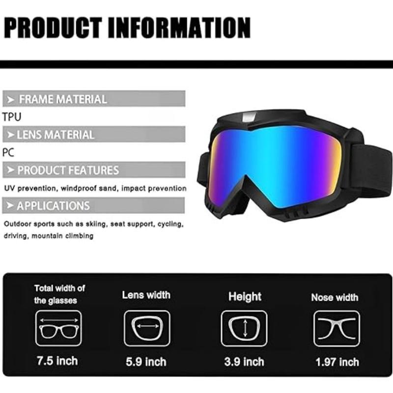 Off-road Vehicle Goggles, Anti-fog Windproof Motorcycle Goggles for Women & Men, Dustproof Goggles for Cycling Ski Car Racing