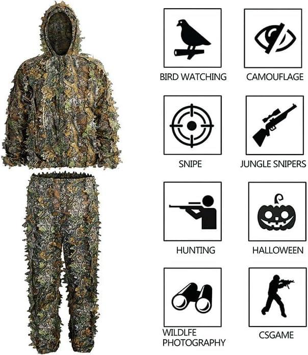 Ghillie Suit, 3D Leafy Ghillie Suit and Camo Suit, Ghillie Suit for Men Camouflage Suits, Turkey Hunting, Lightweight Gear Hunting Clothes for Outdoor Woodland and Halloween. training tracksuit tracksuit tracksuit tracksuit