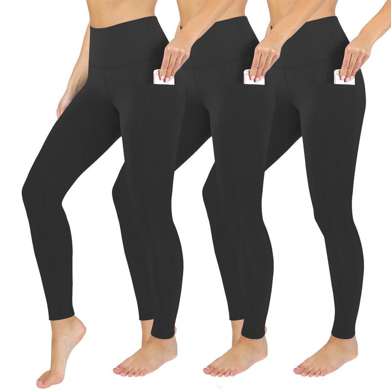 5PCS Women's High Waisted Tummy Control Leggings with Pockets for Yoga and Workouts - Fit Comfort