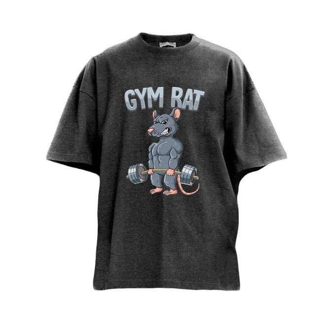 GYM RAT WASHED GYM SHIRT for Him, Motivated Gym T-shirt, Fitness gift for Workout Enthusiasts, Weightlifters, Bodybuilding Shirt, Pump Cover Gym Tee for Men Women